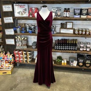Burgundy velvet gown